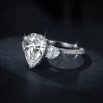 Moissanite Three-Stone 5.0carat Pear Diamond Ring