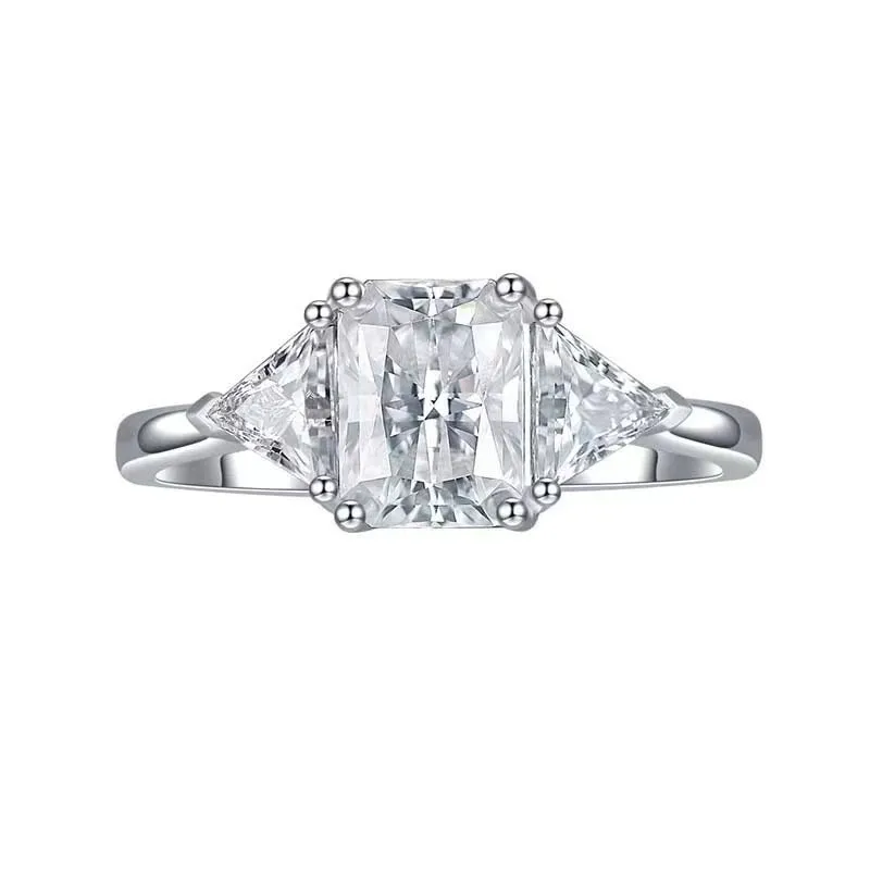 Moissanite Three-Stone 2.0carat Radiant Diamond Ring