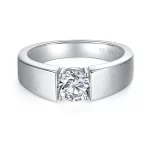 Moissanite Men's Frosted 1.0carat Round Diamond Ring