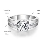 Moissanite Men's 2.0carat 8mm Round Diamond Ring