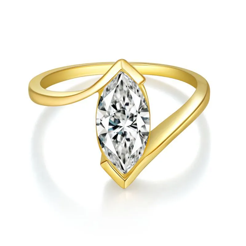 Moissanite Asymmetrical 1.0carat Marquise Diamond Ring