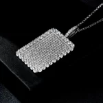 Moissanite Large Rectangular Full Diamond Necklace