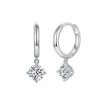 Moissanite 0.5carat Round 4-Prong Hoop Diamond Earrings