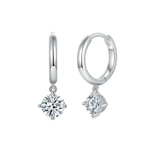 Moissanite 0.5carat Round 4-Prong Hoop Diamond Earrings Moissanite 0.5carat Round 4-Prong Hoop Diamond Earrings