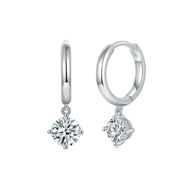 Moissanite 0.5carat Round 4-Prong Hoop Diamond Earrings Moissanite 0.5carat Round 4-Prong Hoop Diamond Earrings