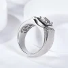 Moissanite Men's 1.0-2.0carat Brushed Round Diamond Ring