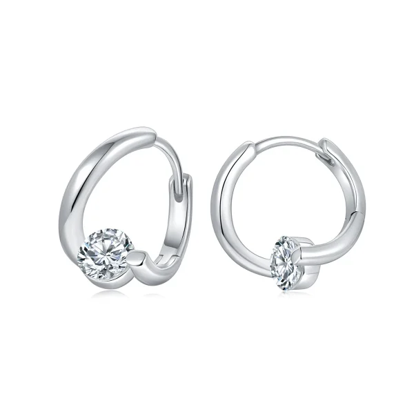Moissanite 0.5carat Hoop Round Diamond Earrings