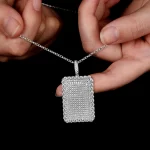 Moissanite Large Rectangular Full Diamond Necklace