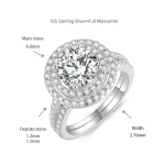 Moissanite 2.0carat Double Halo Round Diamond Ring Can Be Separated