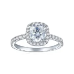 Moissanite 1.5carat Halo Cushion Diamond Ring