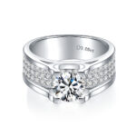 Moissanite Men's 2.0carat Round Diamond Ring