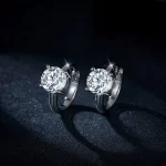 Moissanite 1.0carat Hoop Round Diamond Earrings