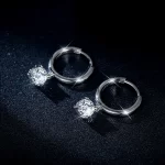 Moissanite 0.5carat Round 4-Prong Hoop Diamond Earrings