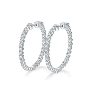 Moissanite 30mm Round Hoop VVS D 1.9mm Diamond Earrings Moissanite 30mm Round Hoop VVS D 1.9mm Diamond Earrings
