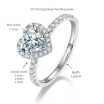 Moissanite 1.2carat Halo Heart Diamond Ring