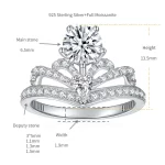 Moissanite 1.0carat Crown Round Diamond Ring