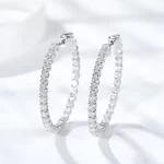 Moissanite 30mm Round Hoop VVS D 1.9mm Diamond Earrings