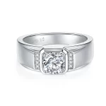 Moissanite Men’s 1.0carat Round Diamond Ring