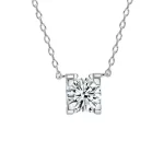 Moissanite 18K Rose Gold 2.0carat Four-Prong Round Diamond Necklace