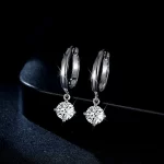 Moissanite 0.5carat Round 4-Prong Hoop Diamond Earrings