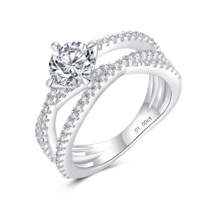 Moissanite 1.0carat Crisscross Round Diamond Ring Moissanite 1.0carat Crisscross Round Diamond Ring
