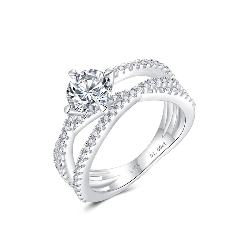 Moissanite 1.0carat Crisscross Round Diamond Ring