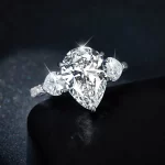 Moissanite Three-Stone 5.0carat Pear Diamond Ring