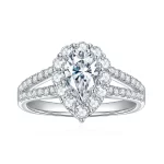 Moissanite Halo 1.0carat Pear Diamond Ring