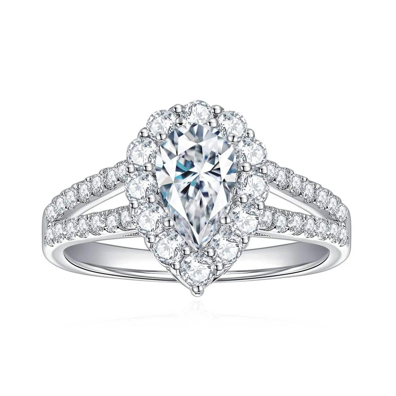 Moissanite Halo 1.0carat Pear Diamond Ring