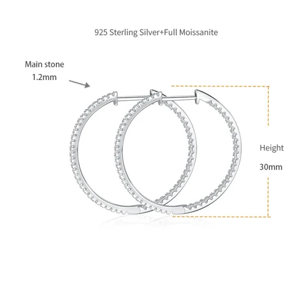 Moissanite 30mm Round Hoop Diamond Earrings Moissanite 30mm Round Hoop Diamond Earrings