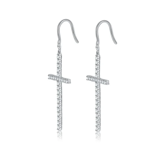 Moissanite Large Cross 1.8mm VVS D Diamond Earrings Moissanite Large Cross 1.8mm VVS D Diamond Earrings
