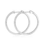 Moissanite 30mm Round Hoop Diamond Earrings