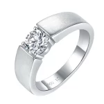 Moissanite Men's Frosted 1.0carat Round Diamond Ring