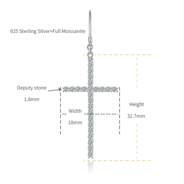 Moissanite Large Cross 1.8mm VVS D Diamond Earrings Moissanite Large Cross 1.8mm VVS D Diamond Earrings