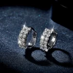 Moissanite 1.8mm 2-Row VVS D Hoop Diamond Earrings