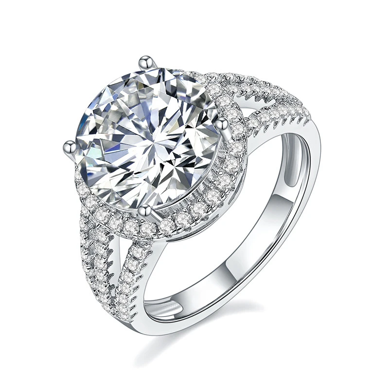 Moissanite Row 5.0carat Halo Round Diamond Ring