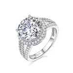 Moissanite Row 5.0carat Halo Round Diamond Ring