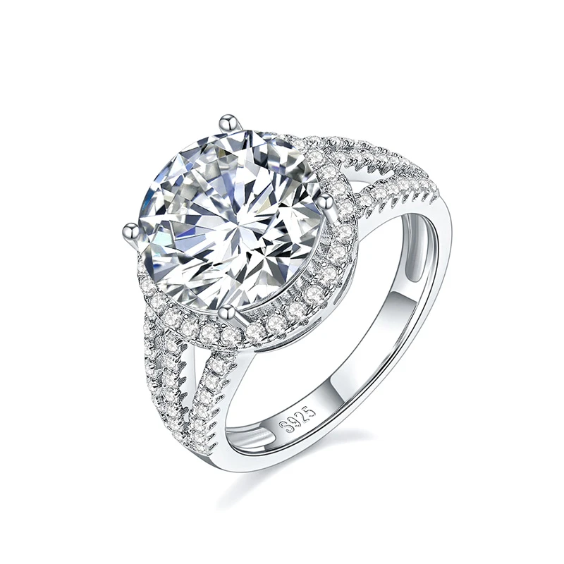 Moissanite 5.0carat Halo Round Diamond Ring