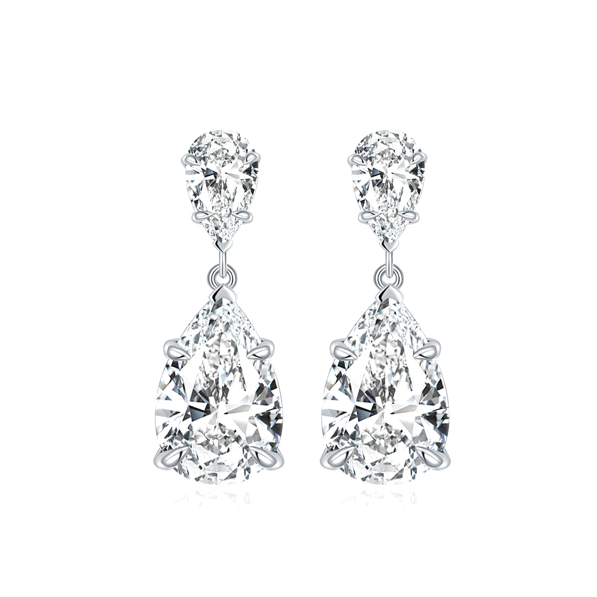 Moissanite Two Stone 7*11mm Pear Diamond Earrings