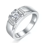 Moissanite Men’s 1.0carat Round Diamond Ring