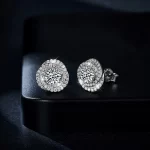 Moissanite 0.5carat Halo Round Diamond Earrings