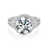 Moissanite Row 5.0carat Halo Round Diamond Ring