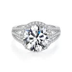 Moissanite Row 5.0carat Halo Round Diamond Ring