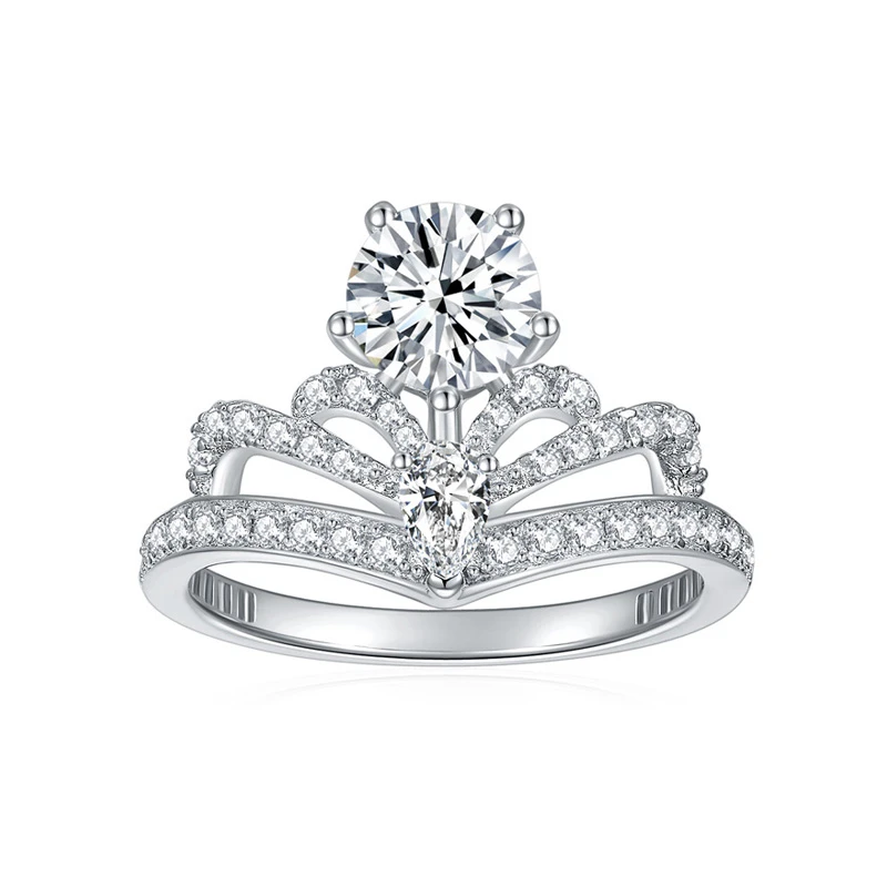 Moissanite 1.0carat Crown Round Diamond Ring