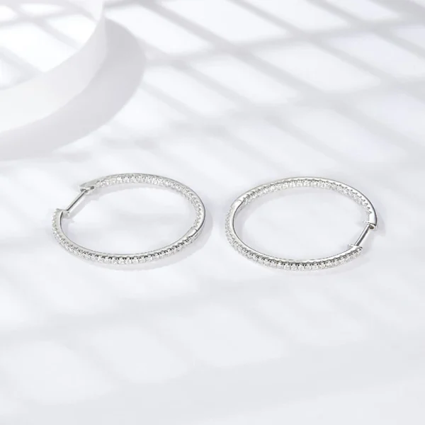 Moissanite 30mm Round Hoop Diamond Earrings Moissanite 30mm Round Hoop Diamond Earrings