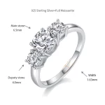 Moissanite 1.0carat Three Stone Round Diamond Ring