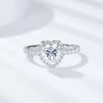 Moissanite 1.2carat Halo Heart Diamond Ring