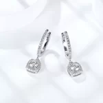 Moissanite 1.0carat Princess Hoop Diamond Earrings