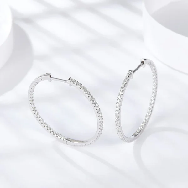Moissanite 30mm Round Hoop Diamond Earrings Moissanite 30mm Round Hoop Diamond Earrings