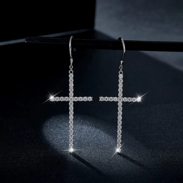 Moissanite Large Cross 1.8mm VVS D Diamond Earrings Moissanite Large Cross 1.8mm VVS D Diamond Earrings